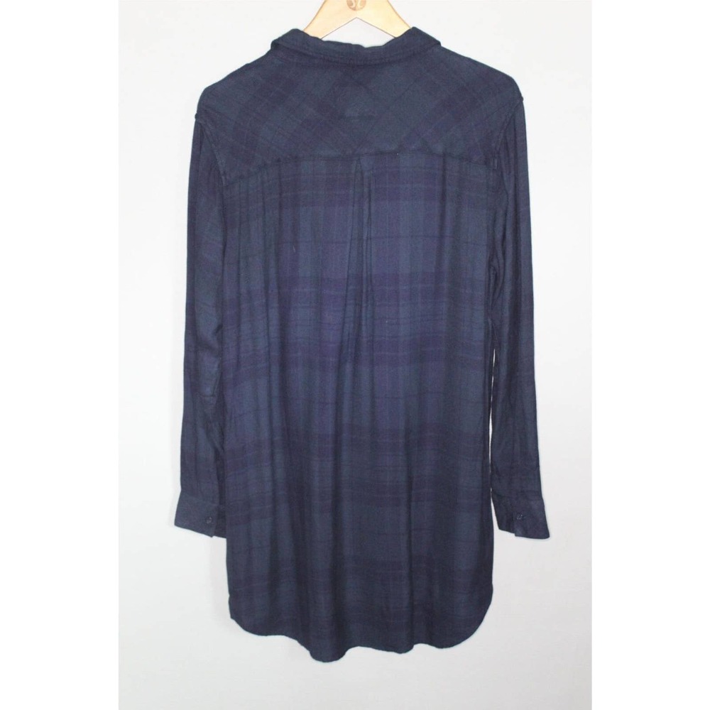 Rails Plaid Flannel Long Sleeve Shirt Dress Dark Navy Green Womens Medium H10707 - Picture 6 of 8